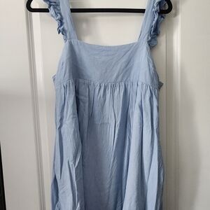 Light Blue Ruffled Strap Dress